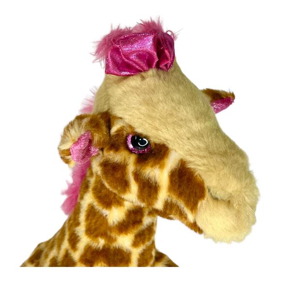 Aurora Destination Nation GIRAFFE PLUSH 15" Stuffed Animal Toy Pink Fur Bow NWOT - Picture 3 of 10